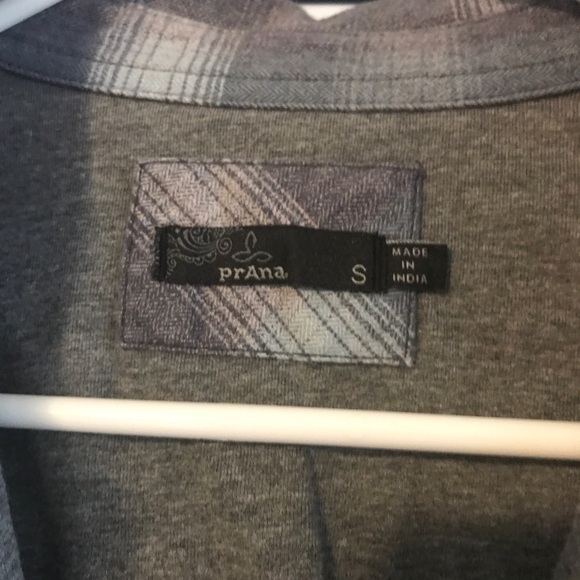 PrAna womens S flannel Shacket lined shirt gray blue - Picture 5 of 10